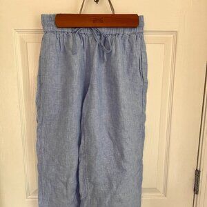 J. Crew Wide Leg Seaside Pant in French Blue Linen